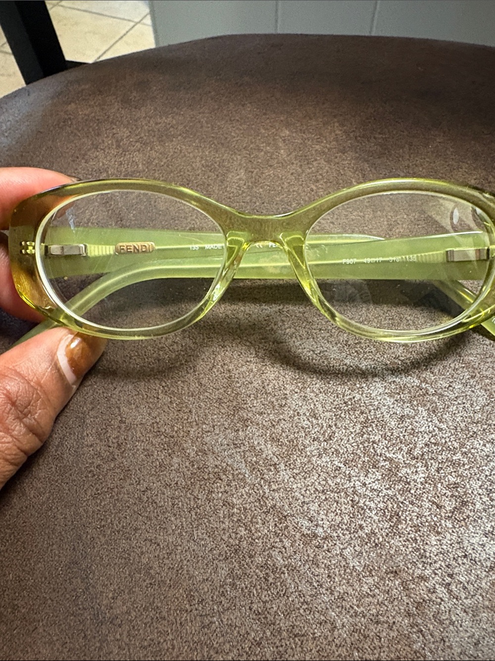 Translucent Lime FENDI Oval Eyeglass Frames